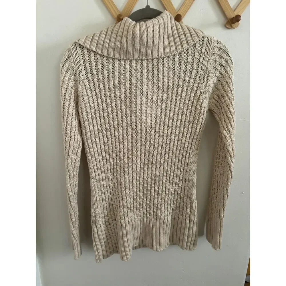 Rip Curl Sweater Women's Medium Beige Luna Pullover Chunky Knit Beach Pockets - Picture 7 of 9